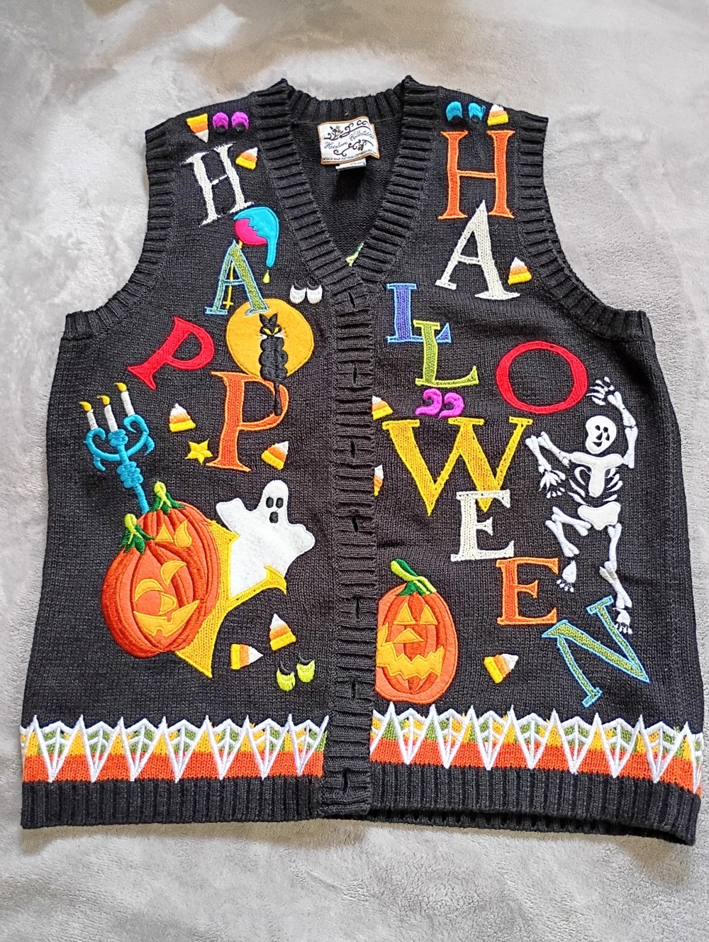 Vintage 2001 Heirloom Collectibles Halloween Theme Sweater Vest M